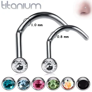 Piercing Nostril Stud Courbé Titane à Demi-Sphère Sertie