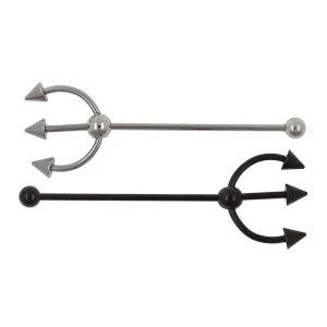 Piercing Oreille Barbell Industriel Trident en Acier Chirurgical