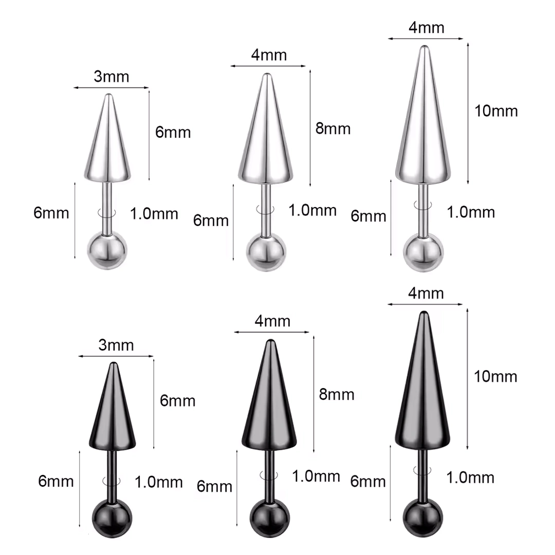 Piercing Punk Barbell à Spike pour Cartilage & Labret Central – Image 3