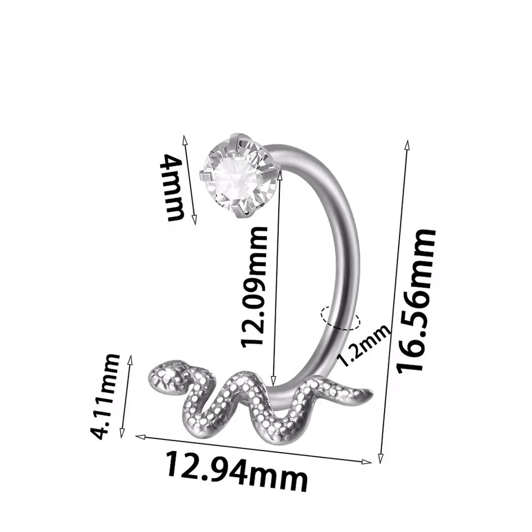 Piercing Fer à Cheval Serpent & Zircon – Cartilage ou Lèvre – Image 4