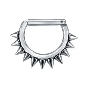 Piercing Septum Clicker Demi-Cercle en Acier avec Spikes