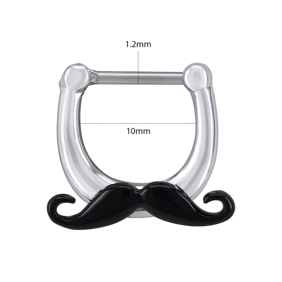 Piercing Septum Clicker Moustache en Acier Chirurgical – Image 3