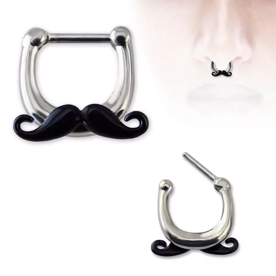 Piercing Septum Clicker Moustache en Acier Chirurgical – Image 4