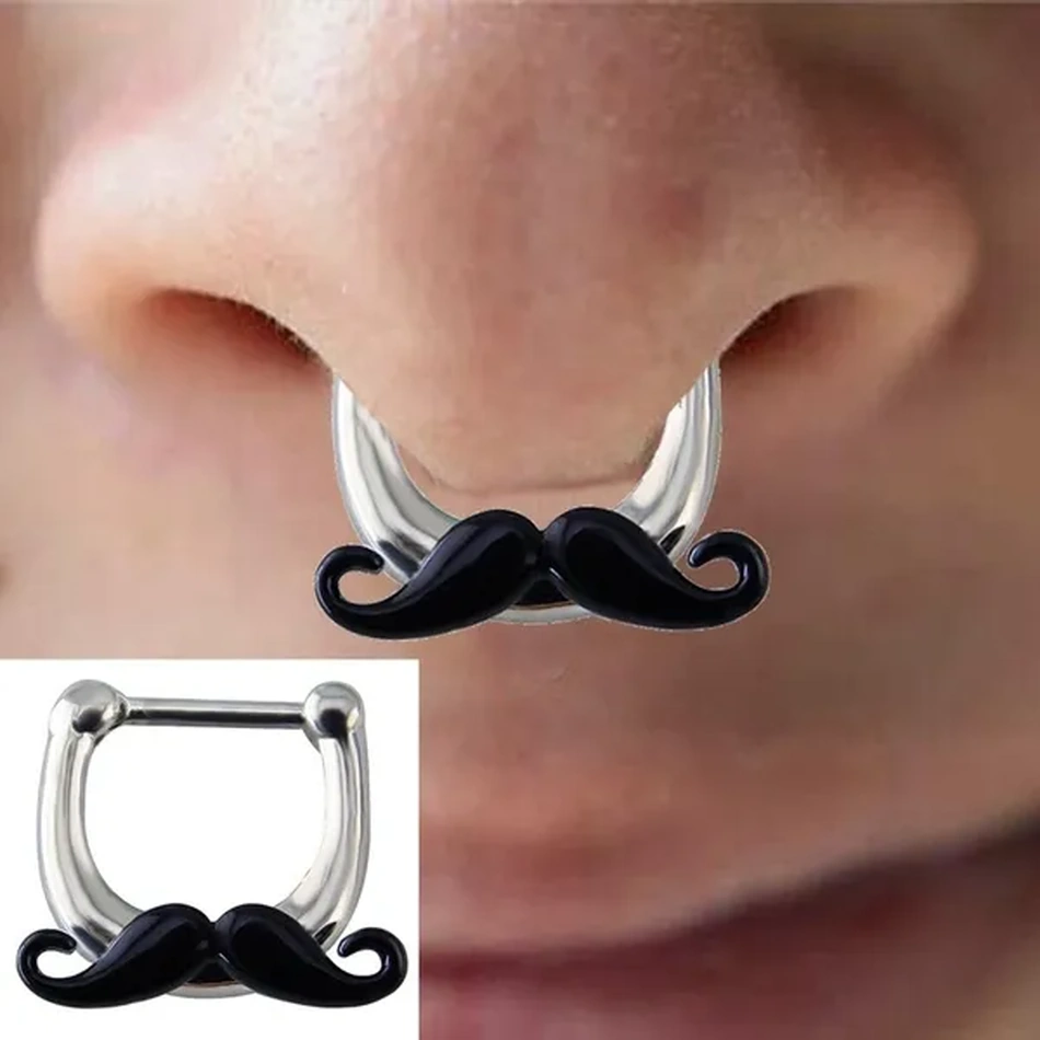 Piercing Septum Clicker Moustache en Acier Chirurgical – Image 5