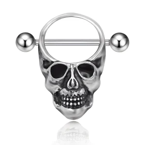 Piercing Téton Gothique Tête de Mort en Acier Chirurgical