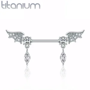 Piercing Téton à Ailes d’Anges Serties et Zircons Marquise