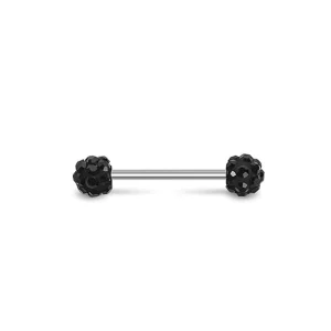 Piercing langue Barbell en acier à boules facettées