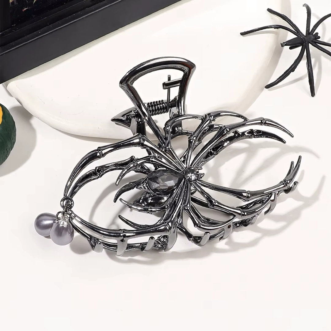 Pince à Cheveux Araignée en Acier Noir & Perles – Image 4