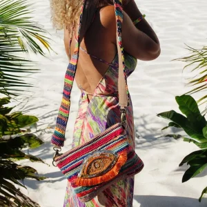 Grande pochette Oeil avec sa bandoulière ethnique