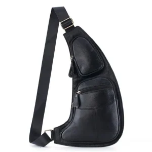 Sac Holster Homme en Cuir Véritable Noir