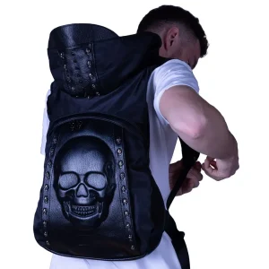 Sac à Dos Gothique Capuche Cloutée & Tête de Mort
