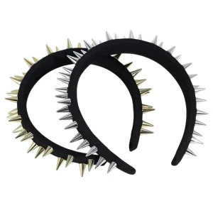 Serre-Tête en Tissu Noir Clouté