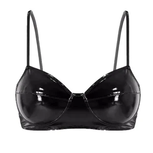 Soutien-Gorge Cuir Noir Vinyle