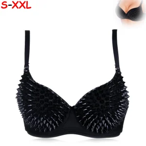 Soutien-Gorge Push-Up à Spikes Noirs