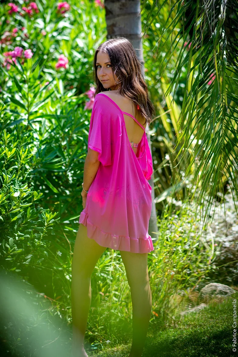 Tunique dos nu en voile uni