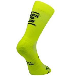 Chaussettes de course a pied Born To Runo Fluo jaune