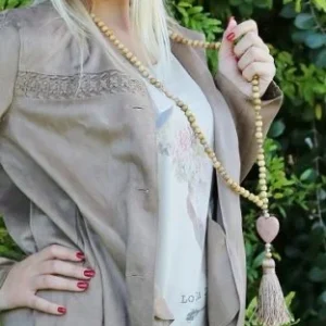 Collier sautoir bois et coeur