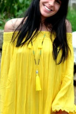 Collier sautoir bouddha argent et pompons de couleur