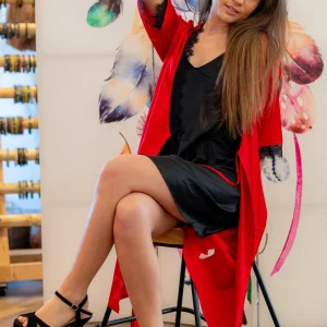 Kimono satin et dentelle