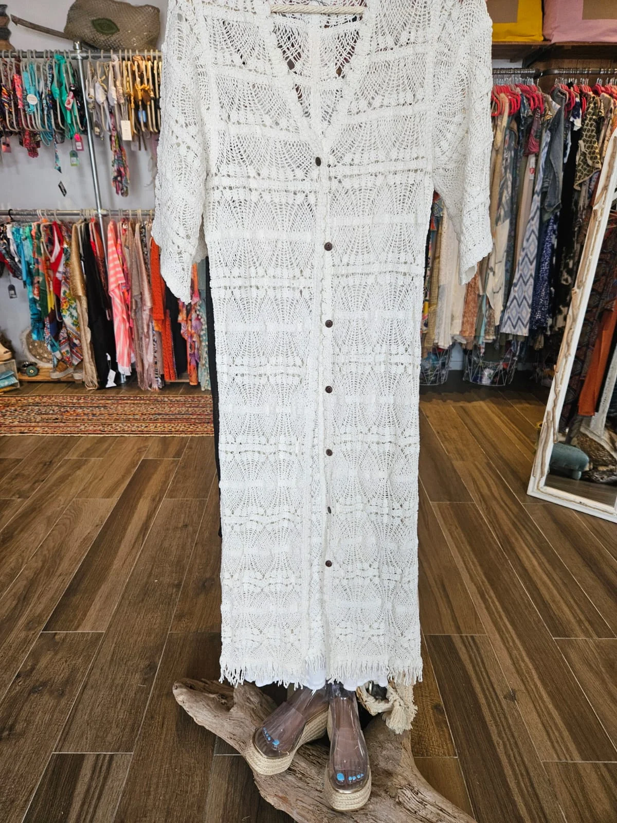 Gilet long en crochet petites franges – Image 4