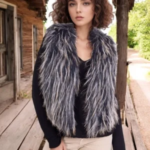 Gilet sans manches en fausse fourrure