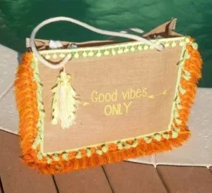 Sac toile de jute « good vibes only »