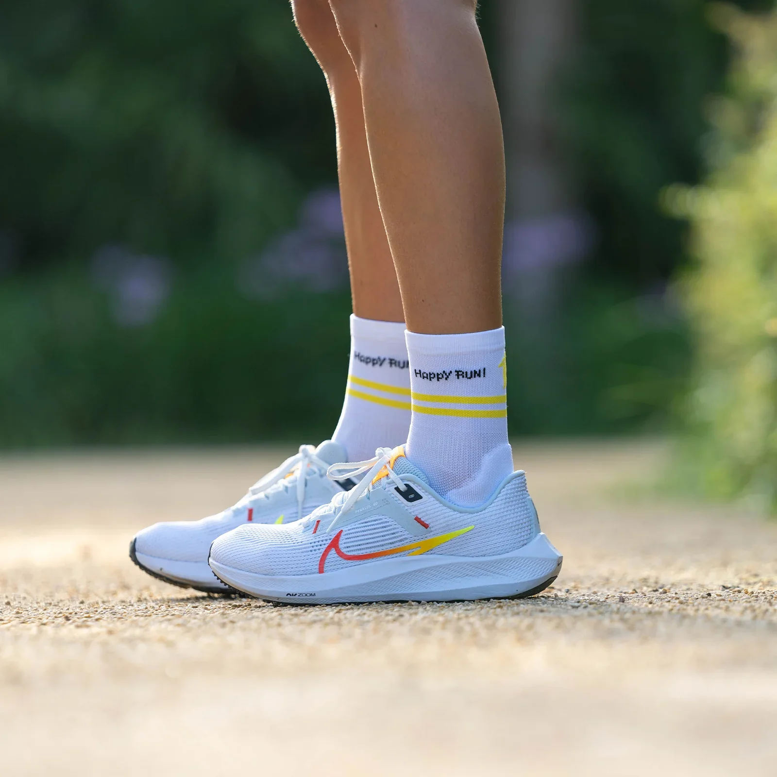 Chaussettes de course a pied Happy Run Blanc – Image 4