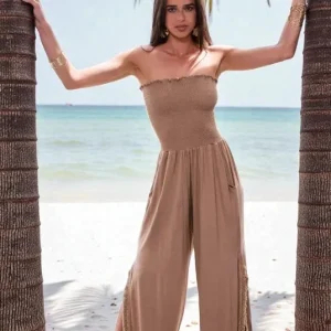 Combinaison-pantalon bustier camel