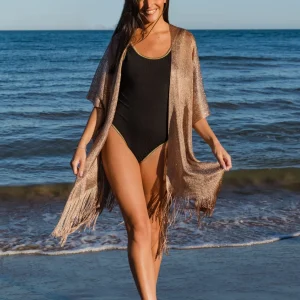 Maillot de bain 1 pièce noir et doré