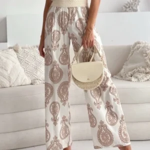 Pantalon fluide au doux motif cachemire