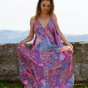 Robe dos nu liberty en soie