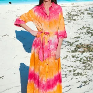 Robe chemise longue tie and dye