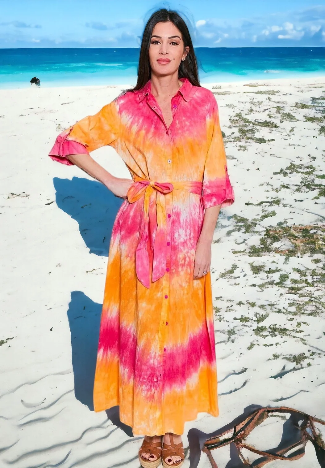 Robe chemise longue tie and dye