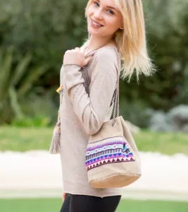 Sac bourse ethnique en daim