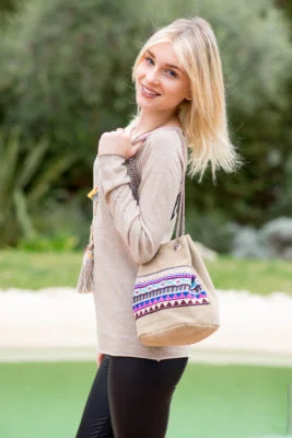 Sac bourse ethnique en daim – Image 2