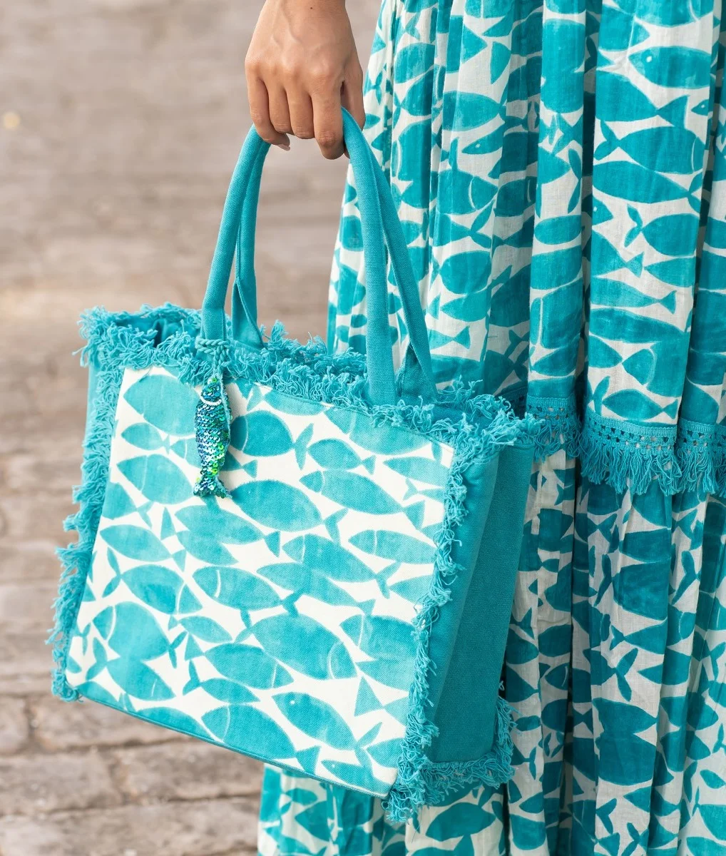 Sac de plage en toile thème Poissons – Image 3