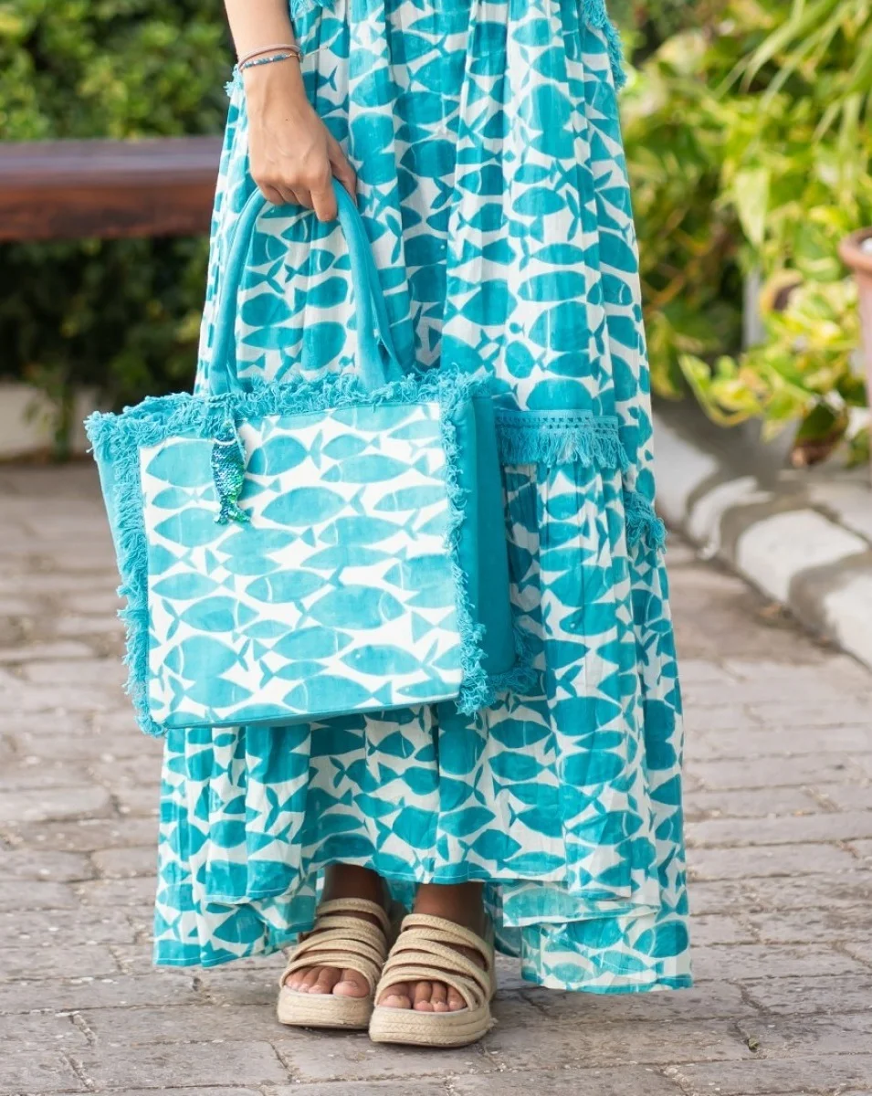 Sac de plage en toile thème Poissons