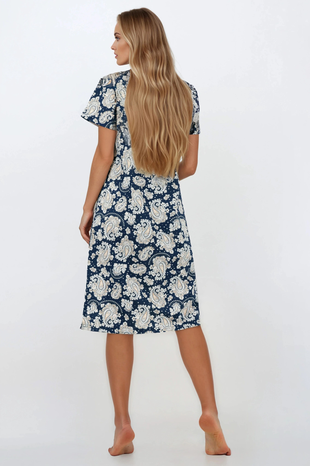 Chemise de nuit bleue marine – Image 3