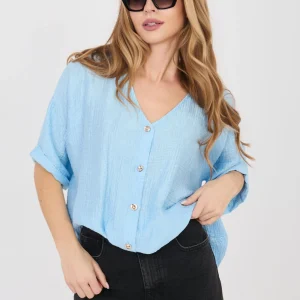 Chemise manche courte bleu