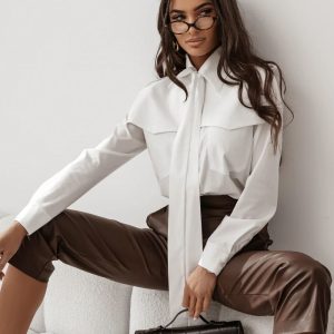 Chemise manche longue beige