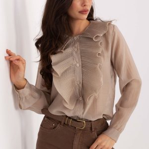 Chemise manche longue beige