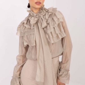 Chemise manche longue beige