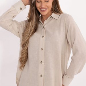 Chemise manche longue beige
