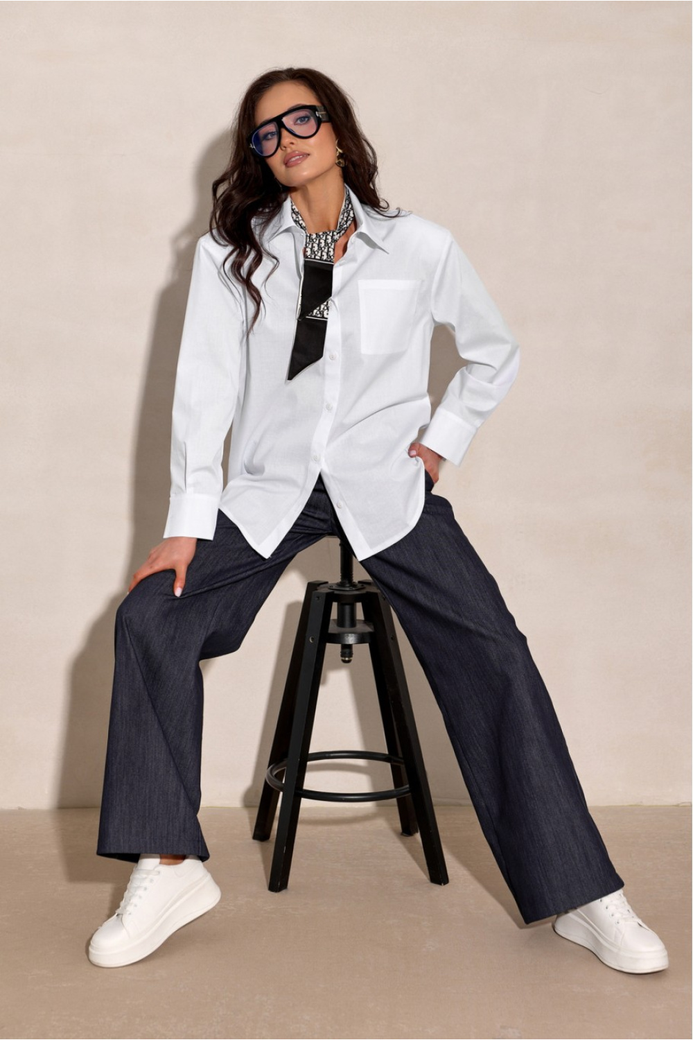 Chemise manche longue beige – Image 3