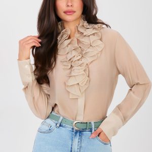 Chemise manche longue beige