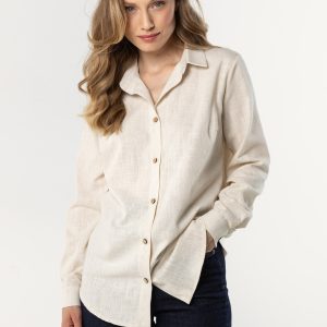Chemise manche longue beige