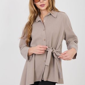 Chemise manche longue beige