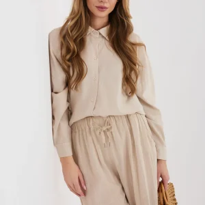 Chemise manche longue beige