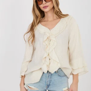 Chemise manche longue beige