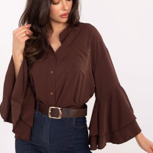 Chemise manche longue brune